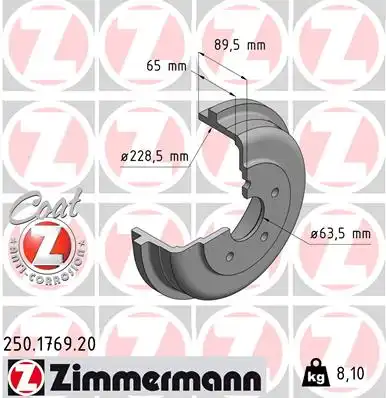 Тормозной барабан ZIMMERMANN 250.1769.20