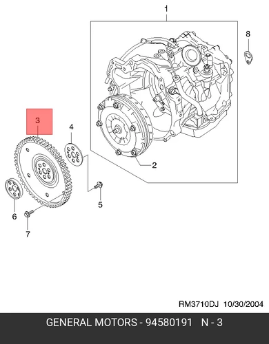 (94580191/GM) МАХОВИК M (АКПП) 94580191