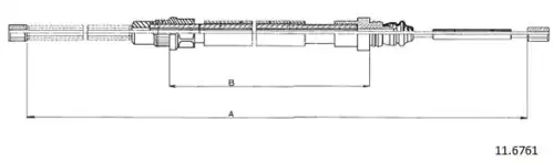 Cable, parking brake 11.6761 CABOR