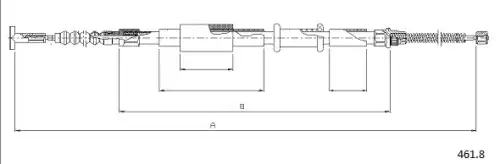 Cable, parking brake 461.8 CABOR