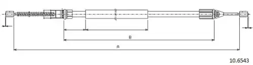 Cable, parking brake 10.6543 CABOR