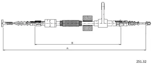 Cable, parking brake 251.32 CABOR