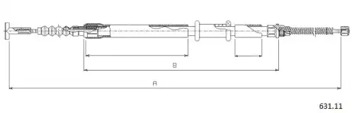 Cable, parking brake 631.11 CABOR