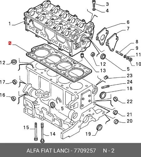 Прокладка ГБЦ LANCIA 7709257