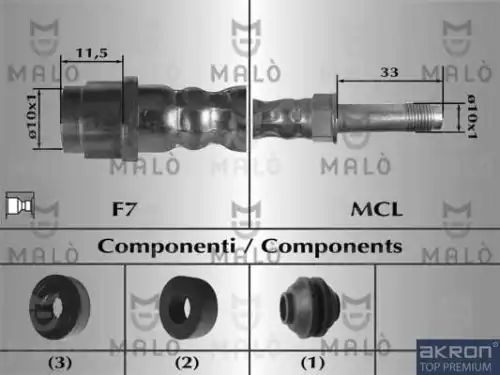 Шланг тормозной 80654 MALO