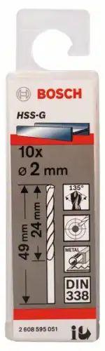  BOSCH 2.608.595.051 10 HSS-G СВЕРЛ 2ММ