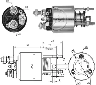 ZM, РЕЛЕ ВТЯГИВАЮЩЕЕ БРАЗИЛИЯ ZM2595