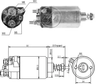 Втягивающее реле стартера 525 ZM