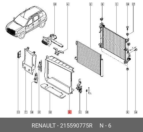 дефлектор радиатора!\ Renault 215590775R
