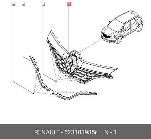Решетка радиатора RENAULT 623103985R