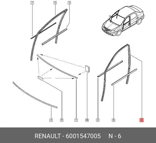 УПЛОТНИТЕЛЬ СТЕКЛА 6001547005 RENAULT