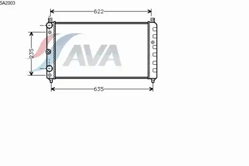 Радиатор системы охлаждения двигателя AVA SA2003
