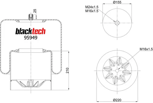 пневмоамортизатор RML95949C1 BLACKTECH