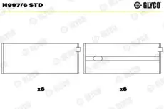 вкладыши HL к-кт ! \ MB W124/W201/W202/W210 2.5D/2.9D OM602/OM605 84> (6) H997/6 STD GLYCO