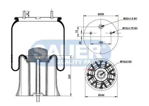 Пневморессора S2292626200 SAUER