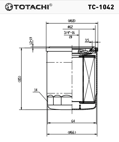 Фильтр масляный TOTACHI TC-1042