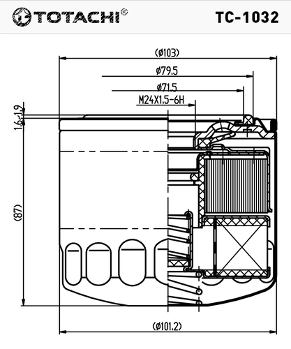 Фильтр масляный TOTACHI TC-1032