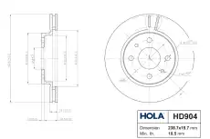Тормозной диск HOLA HD904 вентилируемый , передняя ось