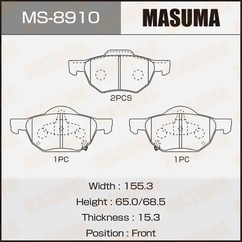 Тормозные колодки дисковые MASUMA MS-8910