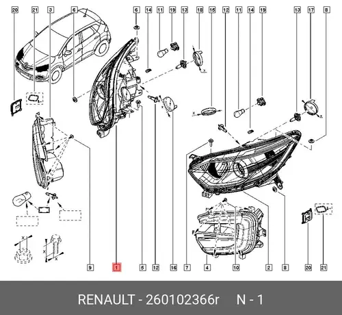 Фара RENAULT 260102366R