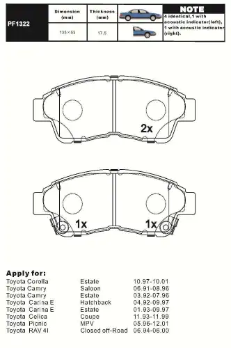 Тормозные колодки дисковые AIKO PF1322
