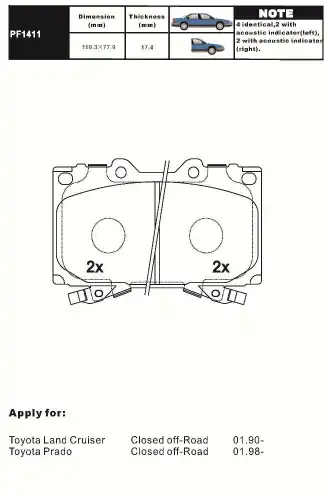 Тормозные колодки дисковые AIKO PF1411