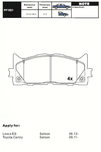 Тормозные колодки дисковые AIKO PF1521