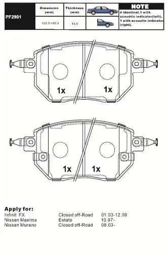 Тормозные колодки дисковые AIKO PF2901