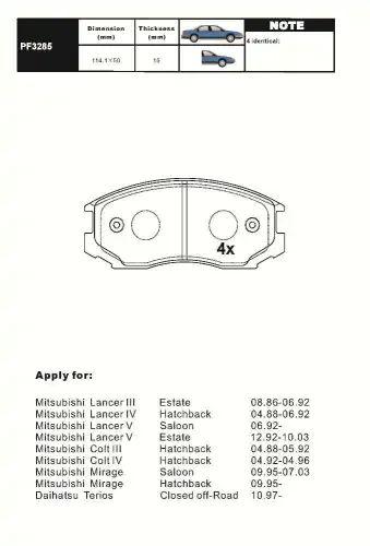 Тормозные колодки дисковые AIKO PF3285