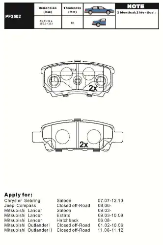 Тормозные колодки дисковые AIKO PF3502