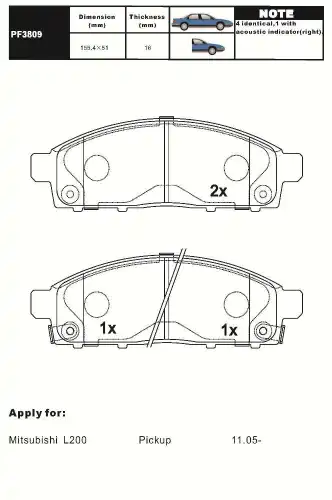 Тормозные колодки дисковые AIKO PF3809