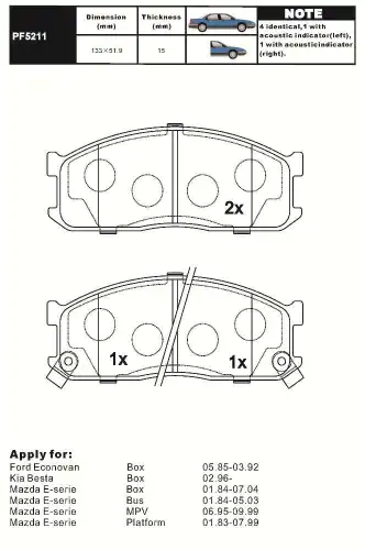 Тормозные колодки дисковые AIKO PF5211