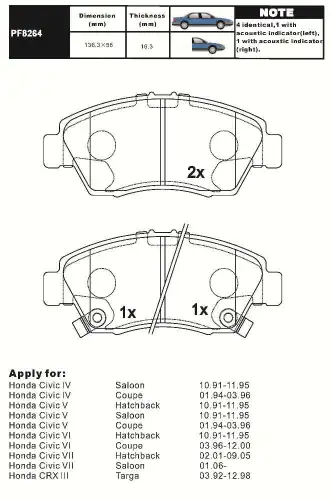 Тормозные колодки дисковые AIKO PF8264