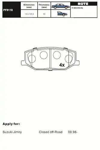 Тормозные колодки дисковые AIKO PF9118