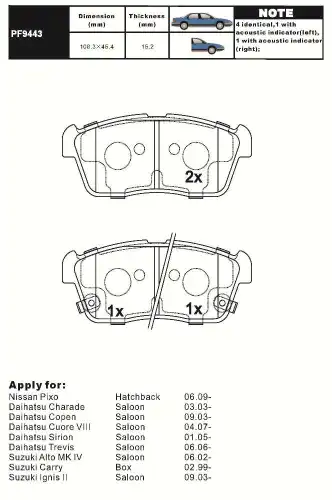 Тормозные колодки дисковые AIKO PF9443