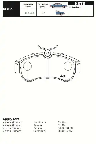 Тормозные колодки дисковые AIKO PF2180