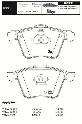 Тормозные колодки дисковые AIKO PF0352