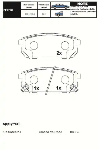 Тормозные колодки дисковые AIKO PF0798