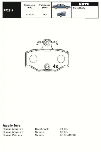 Тормозные колодки дисковые AIKO PF2214
