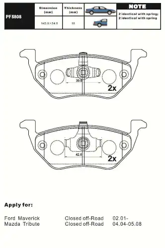 Тормозные колодки дисковые AIKO PF5808