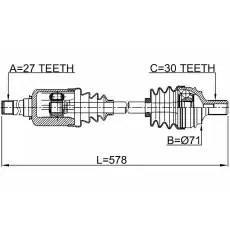 Вал приводной в сборе FEBEST 1614-221FRH