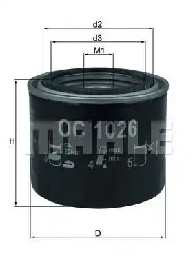 Фильтр масляный MAHLE OC 1026
