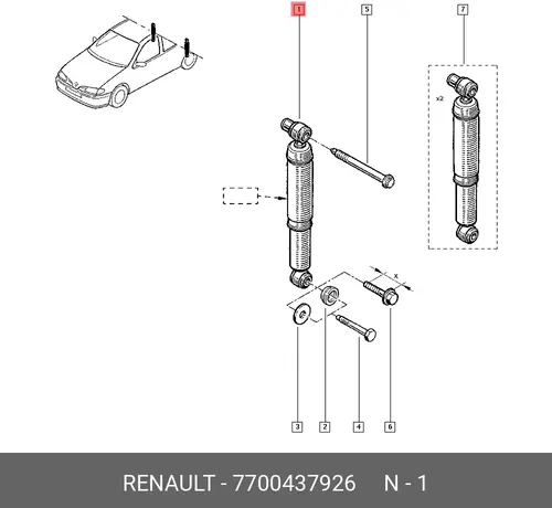 Амортизатор зад. 7700437926 RENAULT