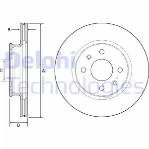 Тормозной диск DELPHI BG4535 вентилируемый , передняя ось