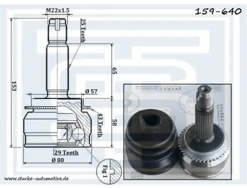 159-640_STARKE_ШРУС MITSUBISHI OUTLANDER I с ABS