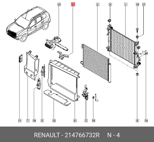  КРОНШТЕЙН РАДИАТОРА ЛЕВ (МЕТ) 214766732R RENAULT