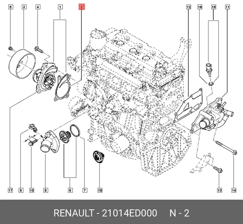 прокладка помпы!\ Renault 21014ED000