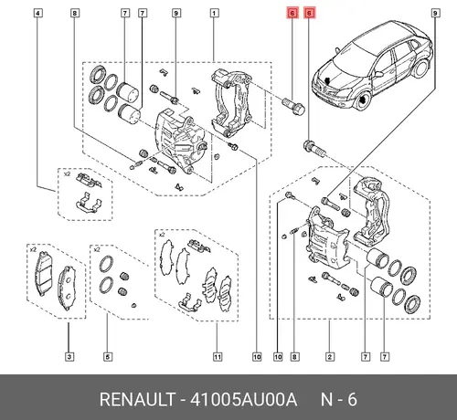  41005AU00A БОЛТ М8 RENAULT