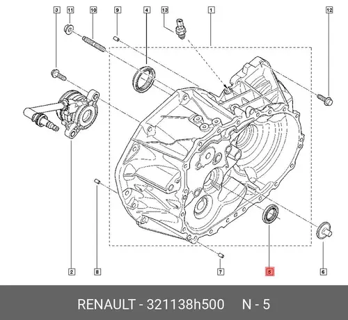 САЛЬНИК КПП(РЕЗ.МЕТ) 321138H500 RENAULT