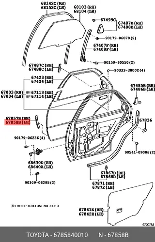 Уплотнитель двери TOYOTA / LEXUS 6785840010